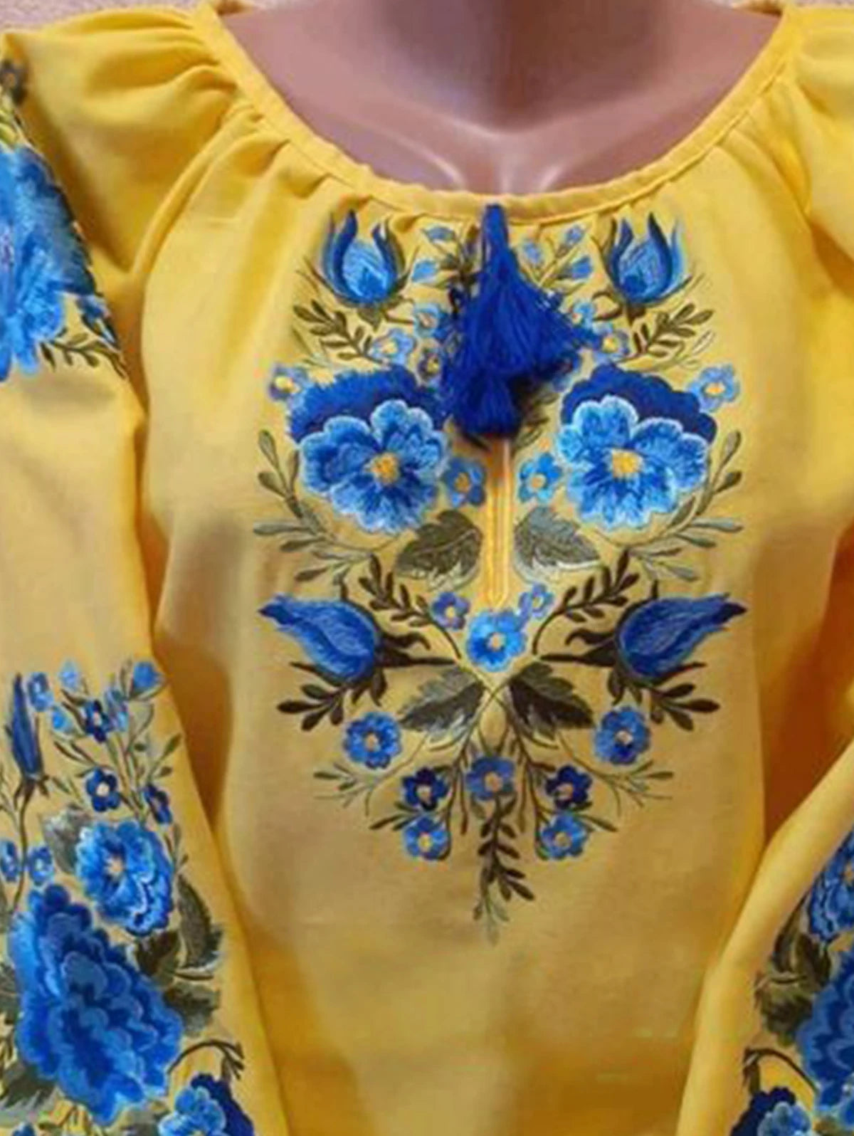 Flower Print Lantern Sleeves Boho Blouse Sexy Lace Tassel O Neck Women Tops Spring Summer Autumn Chic Blouses